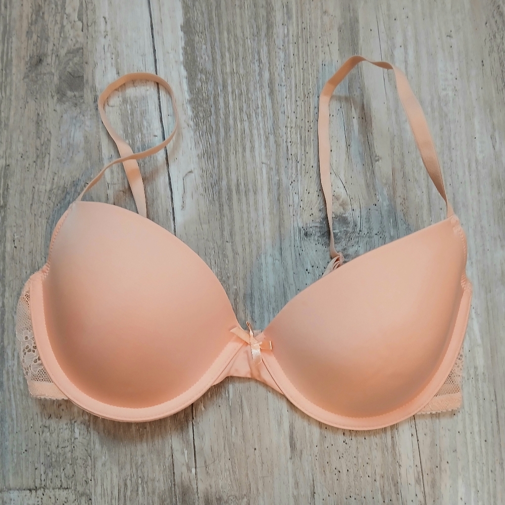 You & Me Moi & Toi Floral Lace Wing Push Up Bra 36B Peach